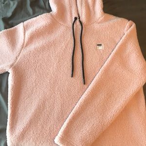 Fila light pink Sherpa hoodie